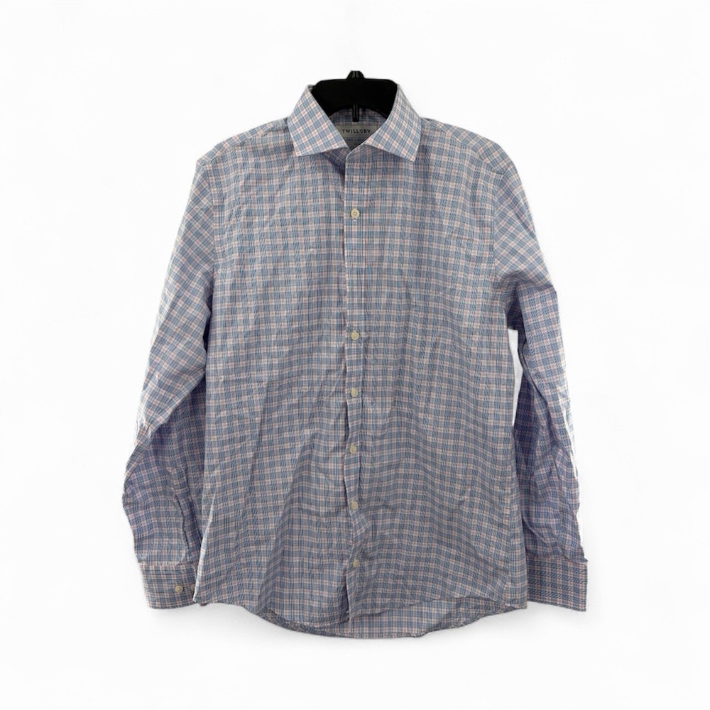 Twillory Dress Shirt‎ 15.5 32/34 Tailored Fit Safe Cotton White Blue Pink Check